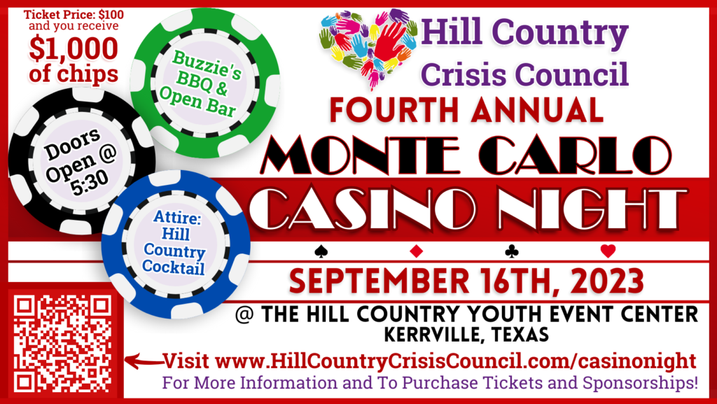 Hill Country Crisis Council Monte Carlo Casino Night 2023 Fundraising Kerrville Texas Nonprofit Event